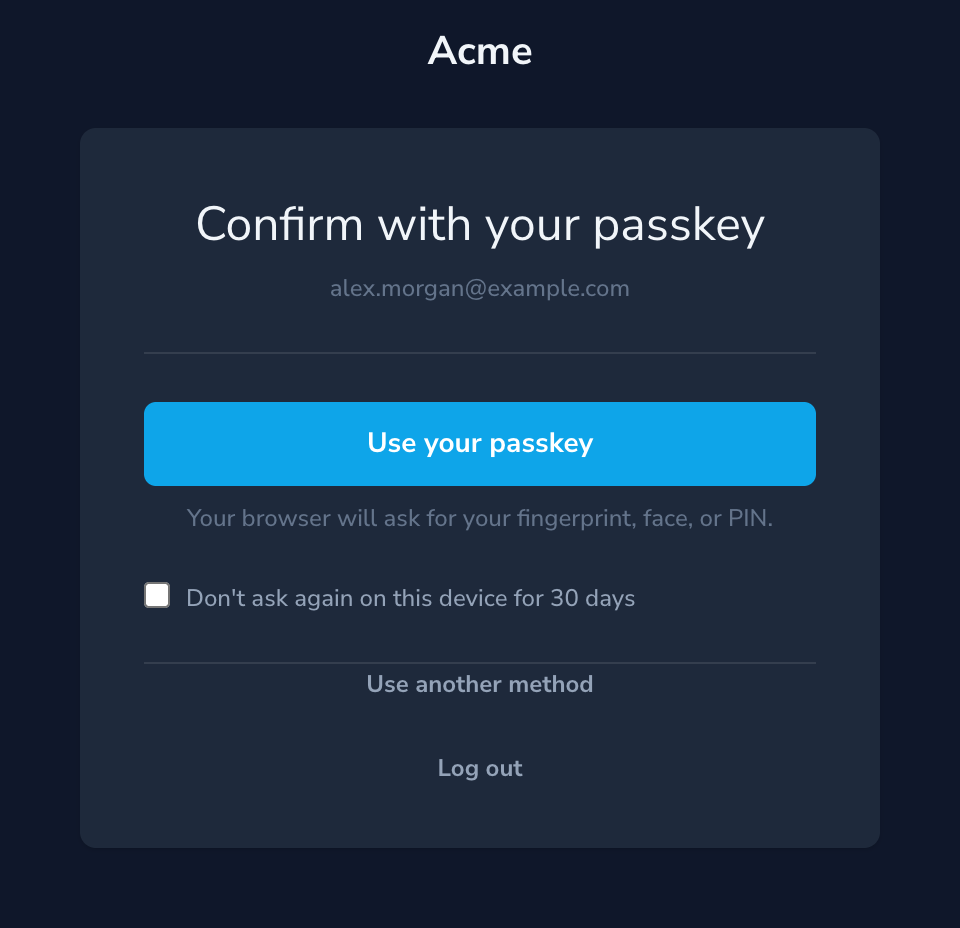 Passkey challenge