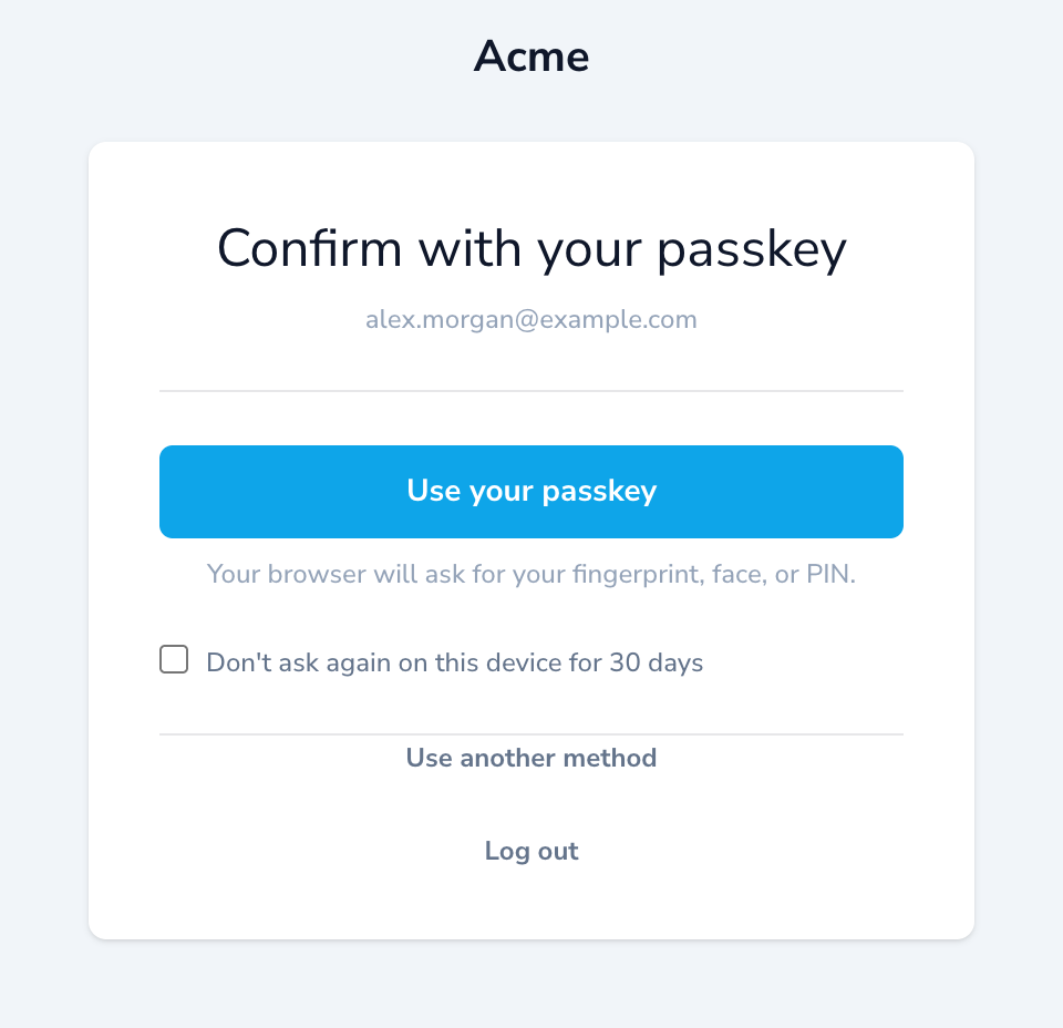 Passkey challenge